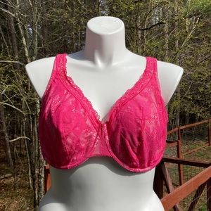 Cacique lined cup lace bra in neon pink 46D